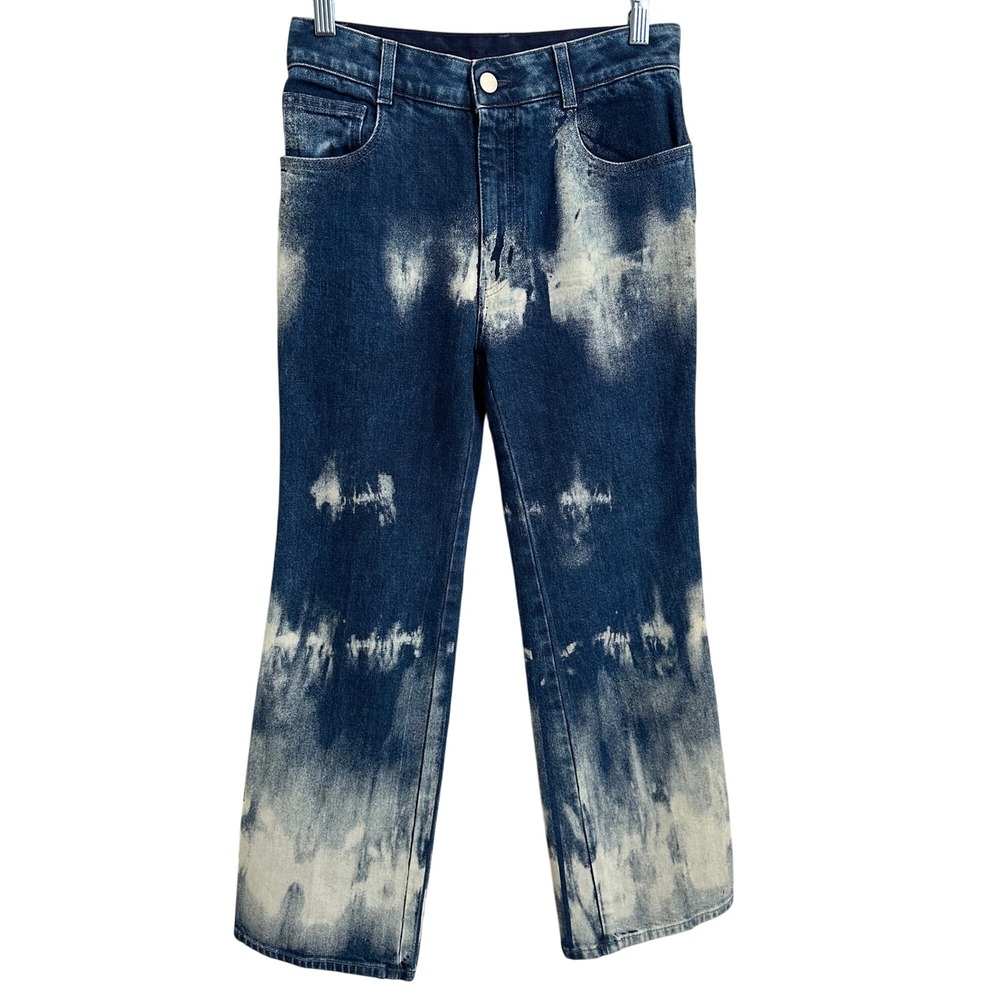 Stella McCartney Bleached Acid Wash Straight Leg Jeans Blue White Italy IT 26